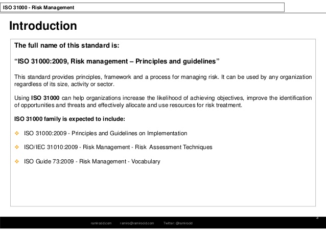 Risk Management Standards Iso 31000